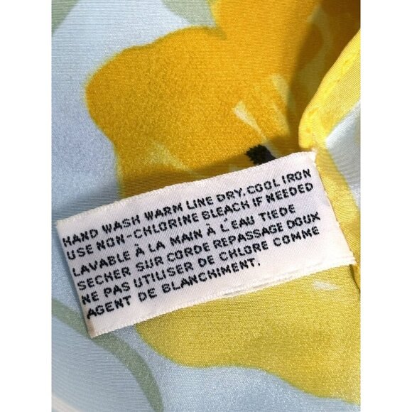 Vera Veresa Vintage Blue Yellow Floral Polyester Scarf - Picture 5 of 7